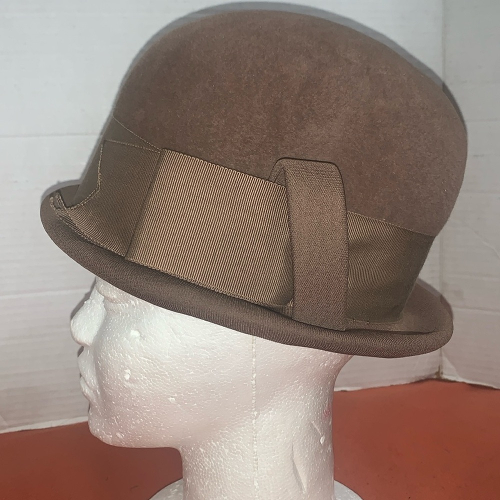 Vintage Brown Art Deco Velour Merrimac hat Union Made in 1950’s
